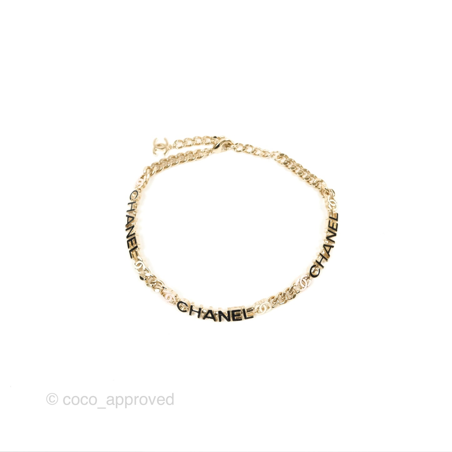 Chanel Logo CC Chain Choker Gold Tone 22S