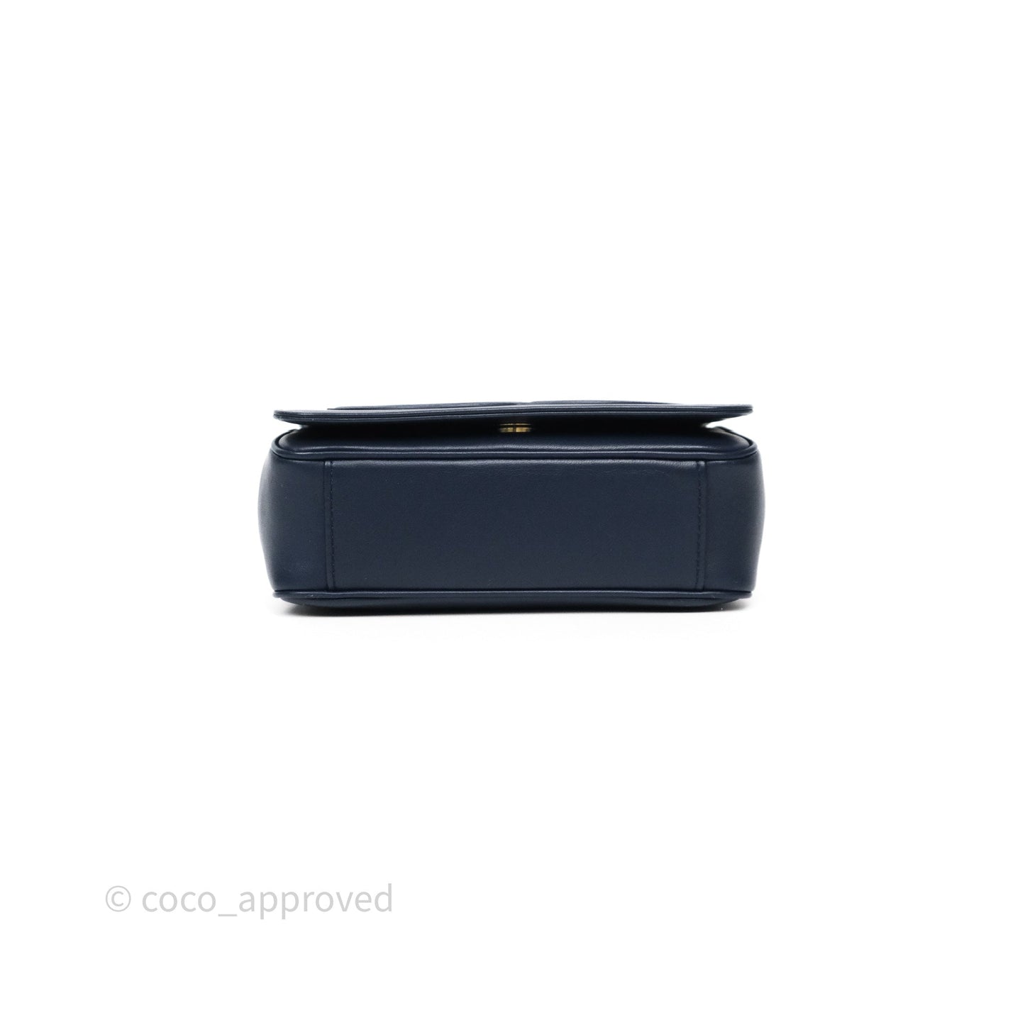 Chanel CC Mania Flap Bag Navy Lambskin Gold Hardware