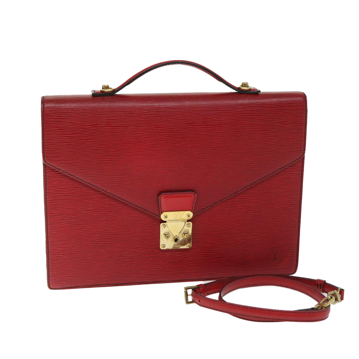 LOUIS VUITTON Epi Porte Documents Bandouliere Briefcase Red LV 66780