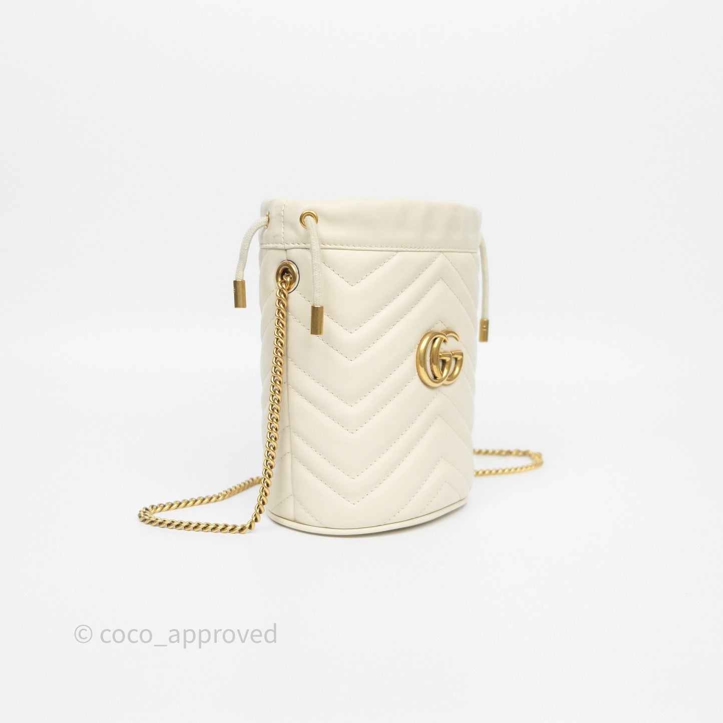 Gucci GG Marmont Mini Bucket Bag Ivory Leather