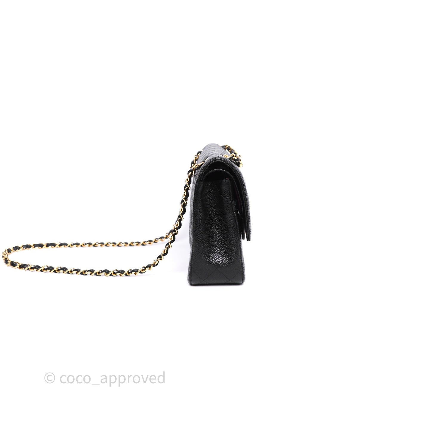 Chanel Classic M/L Medium Flap Quilted Black Caviar Gold Hardware