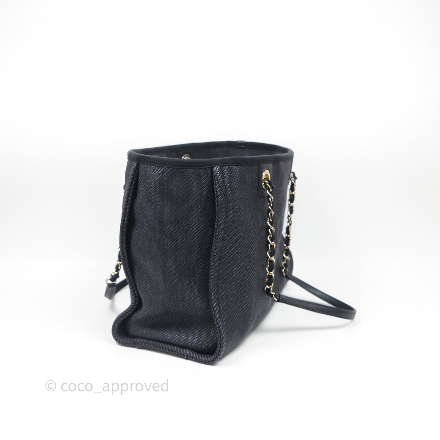 Chanel Medium Deauville Navy Canvas Gold Hardware