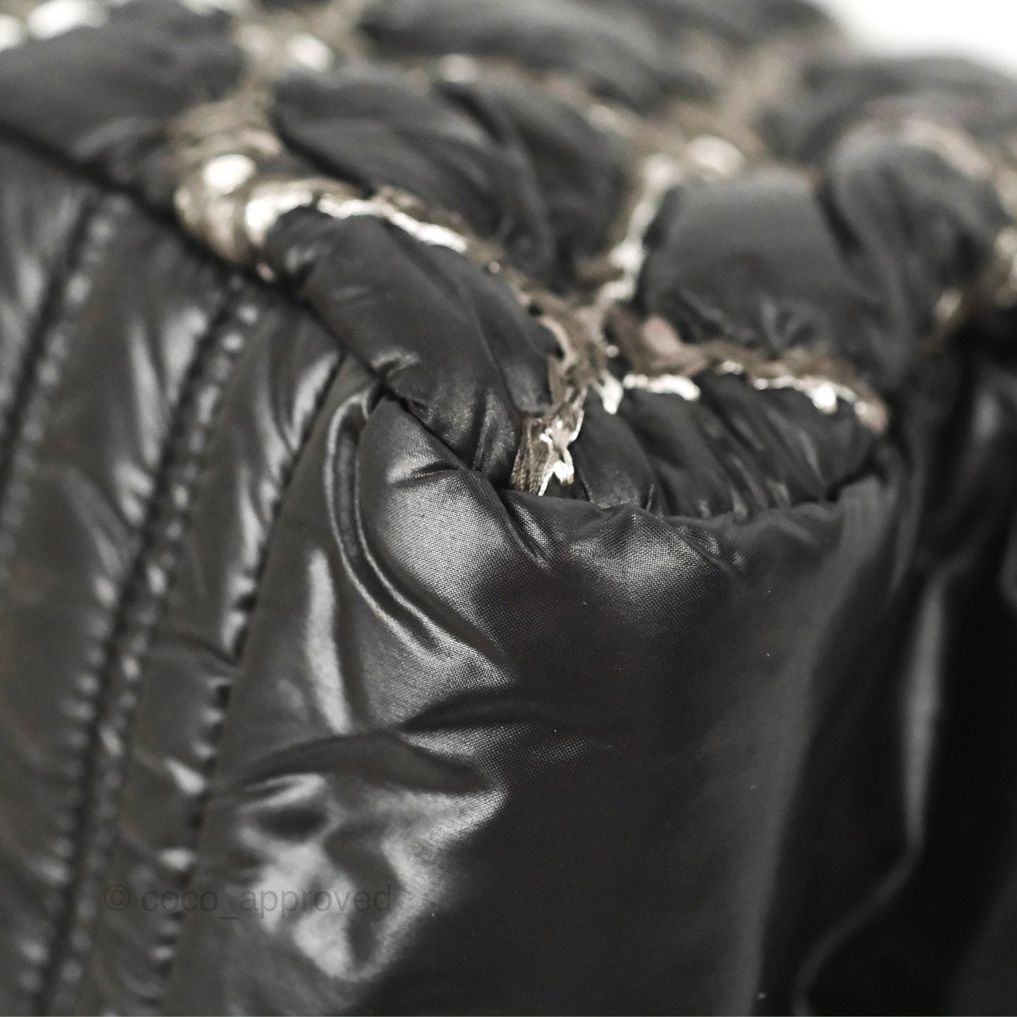 Chanel Tweed On Stitch Bubble Accordion Flap Black Nylon Silver Hardware