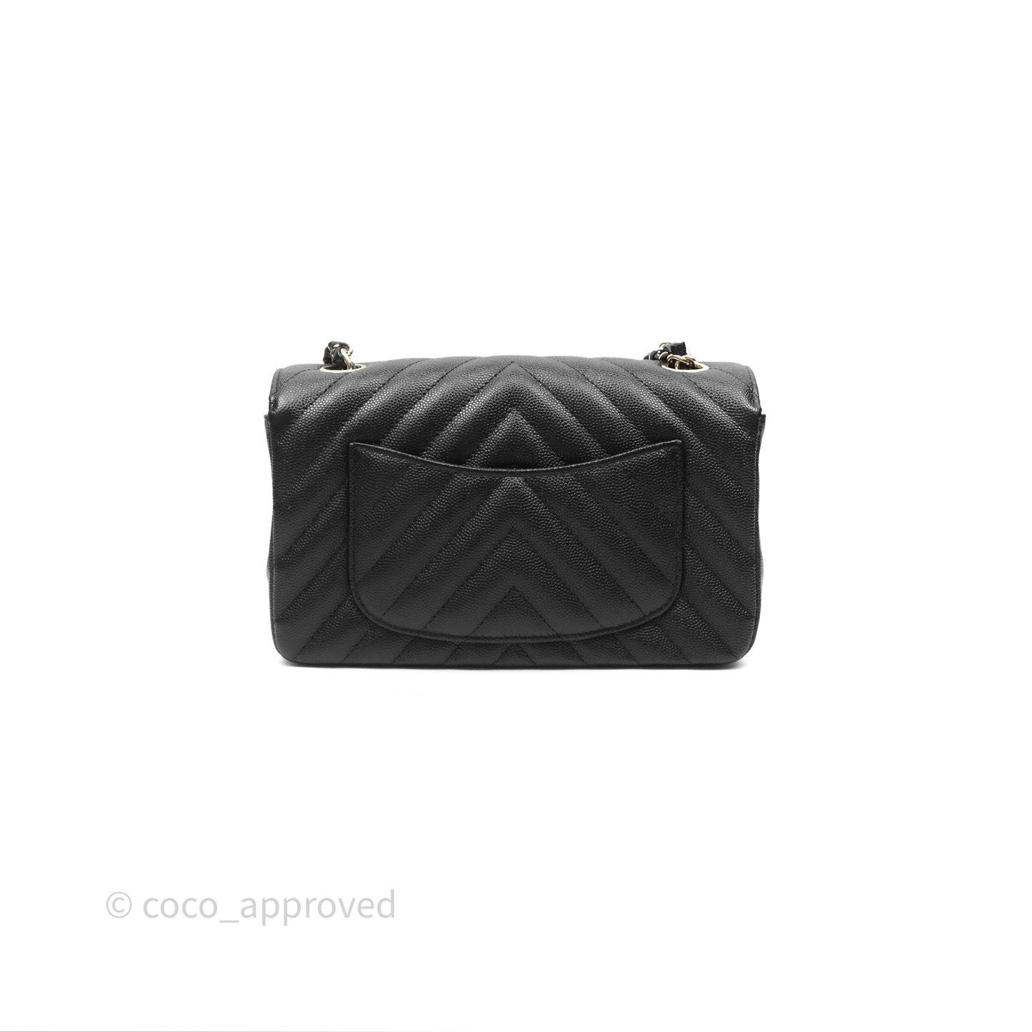 Chanel Chevron Mini Rectangular Flap Black Caviar Gold Hardware