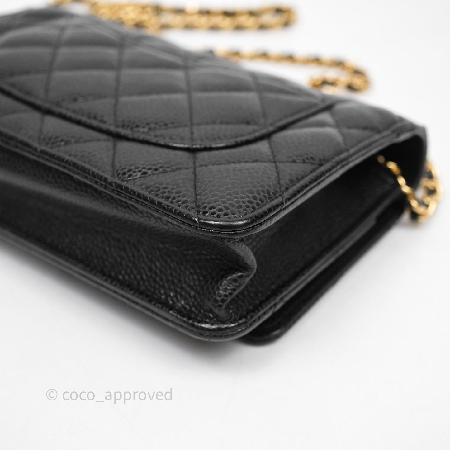 Chanel Classic Wallet On Chain WOC Quilted Black Caviar Gold Hardware