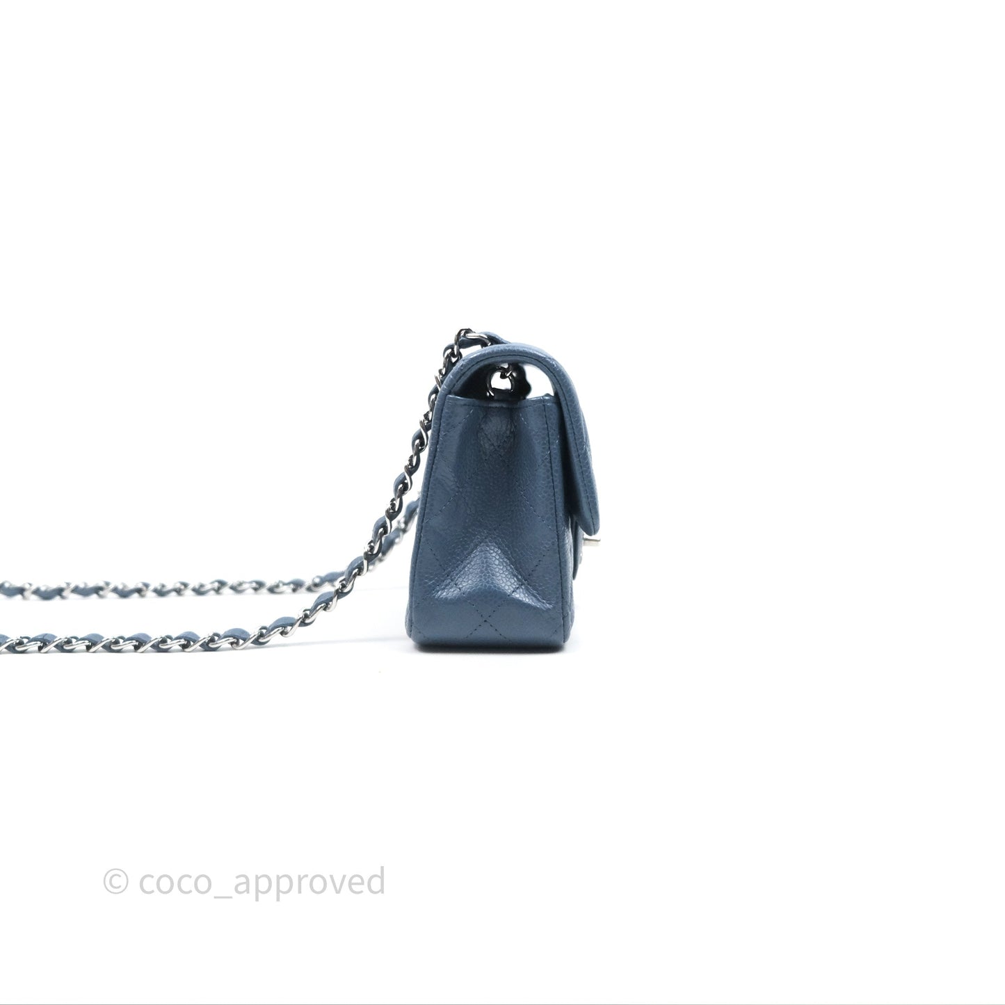 Chanel Quilted Mini Rectangular Blue Caviar Silver Hardware