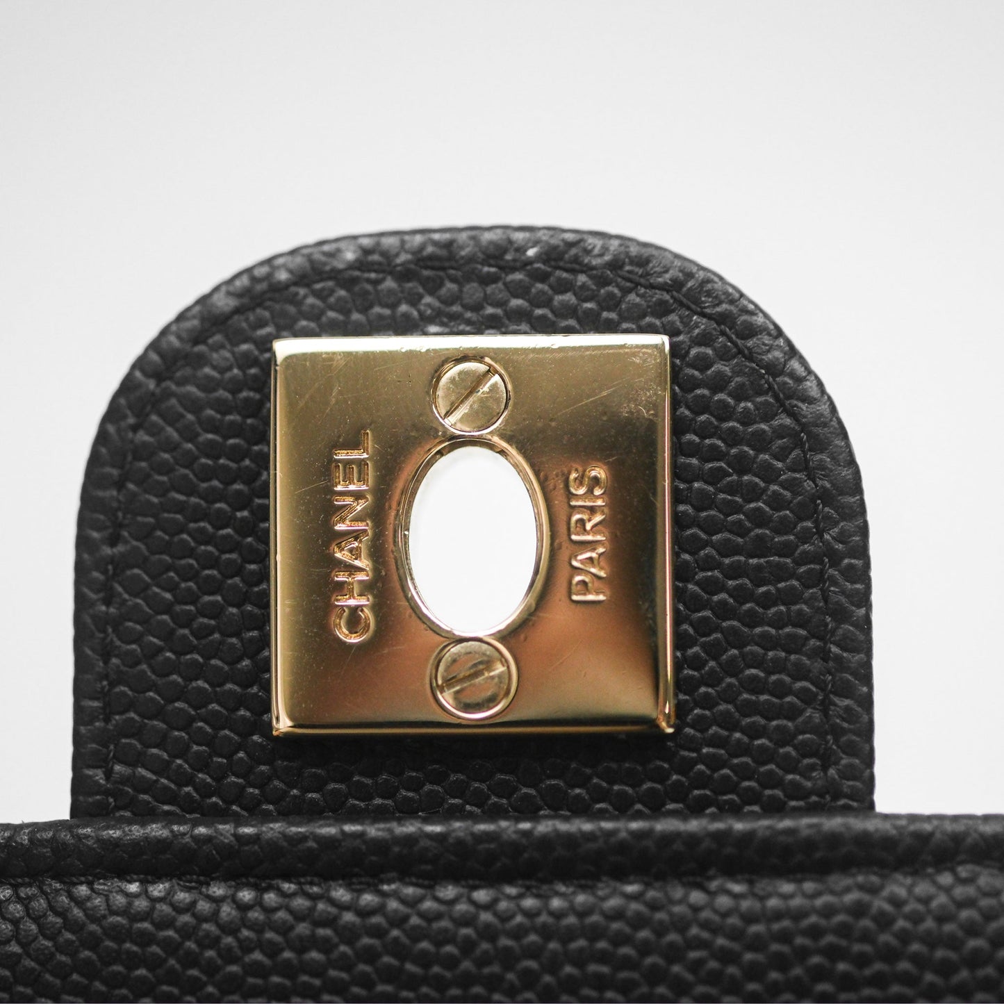 Chanel Classic Quilted Phone Holder Black Caviar Gold Hardware