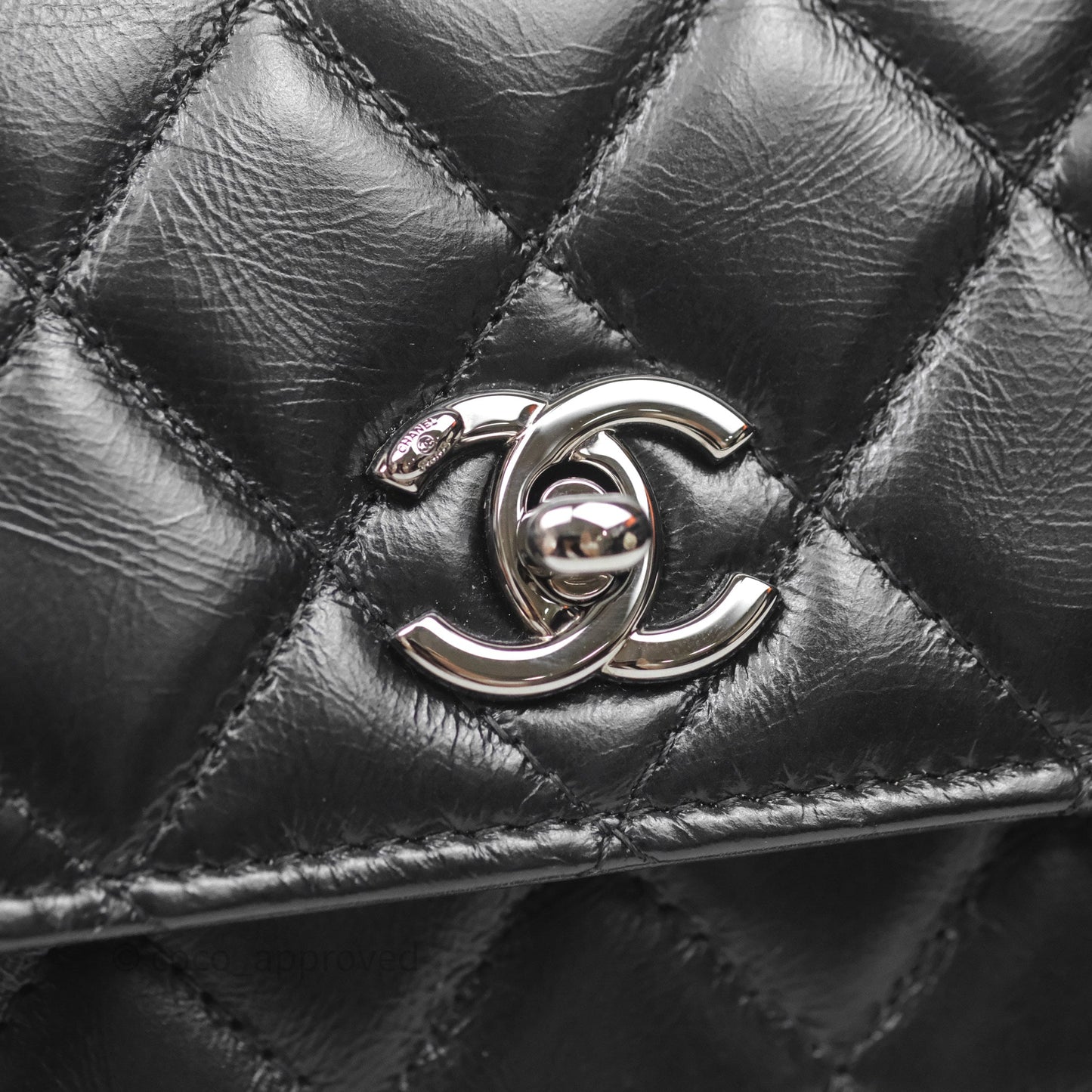 Chanel Mini Crystal Top Handle Wallet On Chain WOC Black Calfskin Gun Metal Hardware 23K