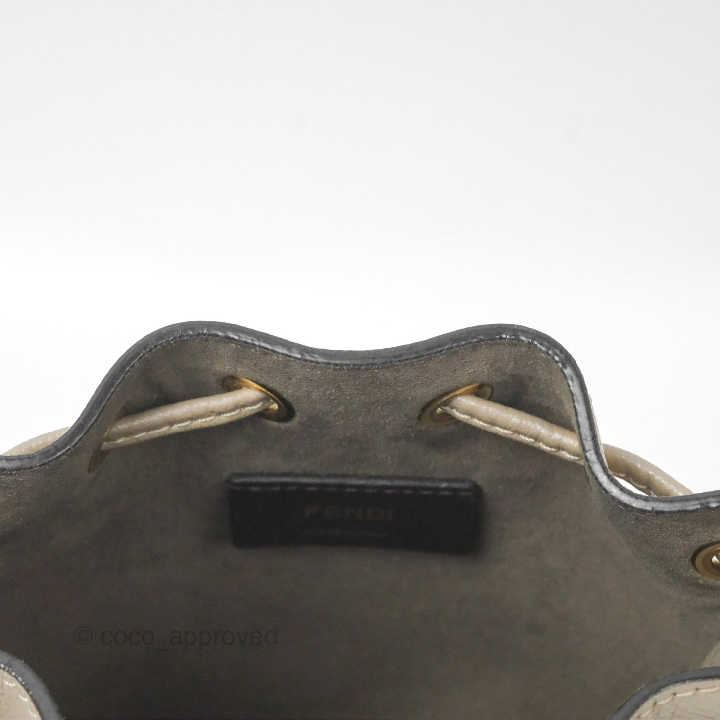 Fendi Mini Mon Tresor Bucket Bag Tortora Grained Calfskin