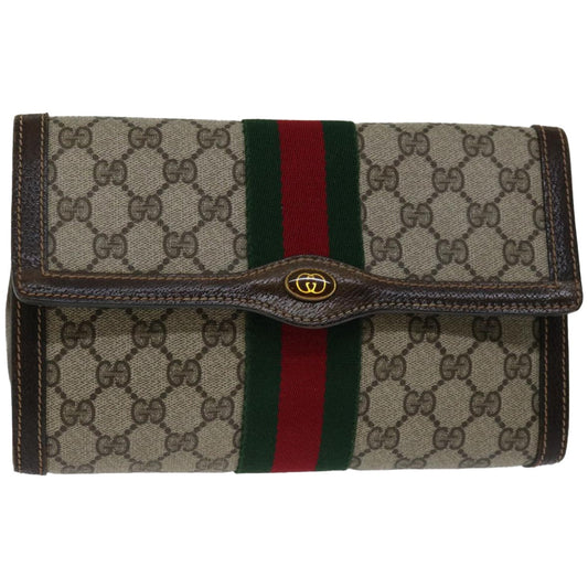 GUCCI GG Supreme Web Sherry Line Clutch Bag Beige Red 41 014 3087 25  66850