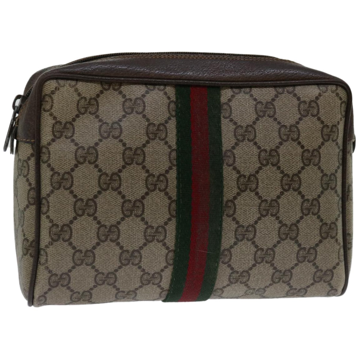 GUCCI GG Supreme Web Sherry Line Clutch Bag Beige Red Green 89 01 012  66851