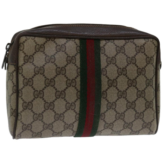 GUCCI GG Supreme Web Sherry Line Clutch Bag Beige Red Green 89 01 012  66851