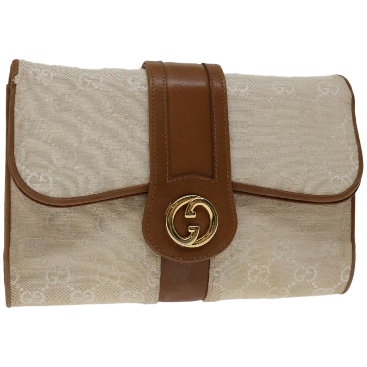 GUCCI GG Canvas Clutch Bag White  66853