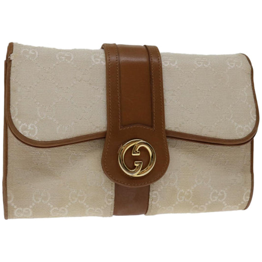 GUCCI GG Canvas Clutch Bag White  66853