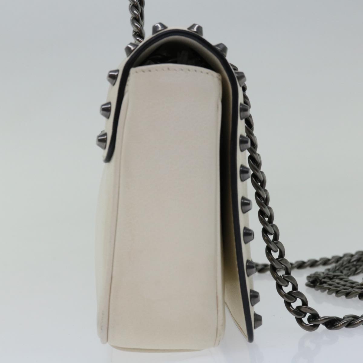 Luxury PradaChain Shoulder Bag Leather Ivory 66873