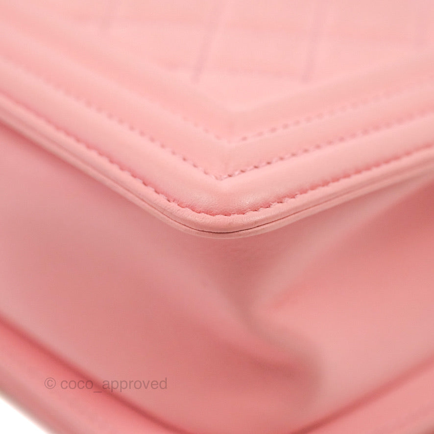 Chanel Small Quilted Boy Pink Calfskin Aged Gold Hardware