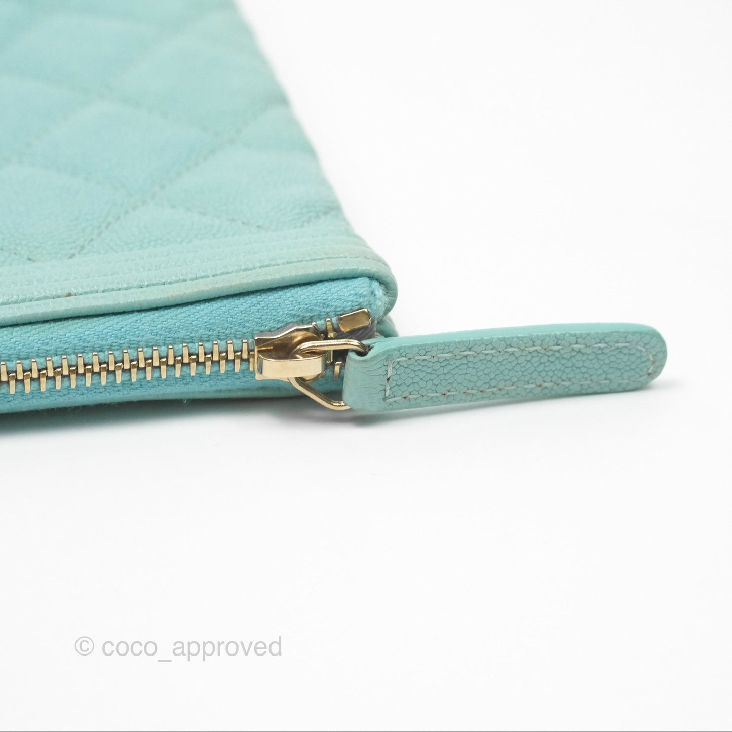 Chanel Medium O Case Boy Tiffany Blue Caviar Gold Hardware