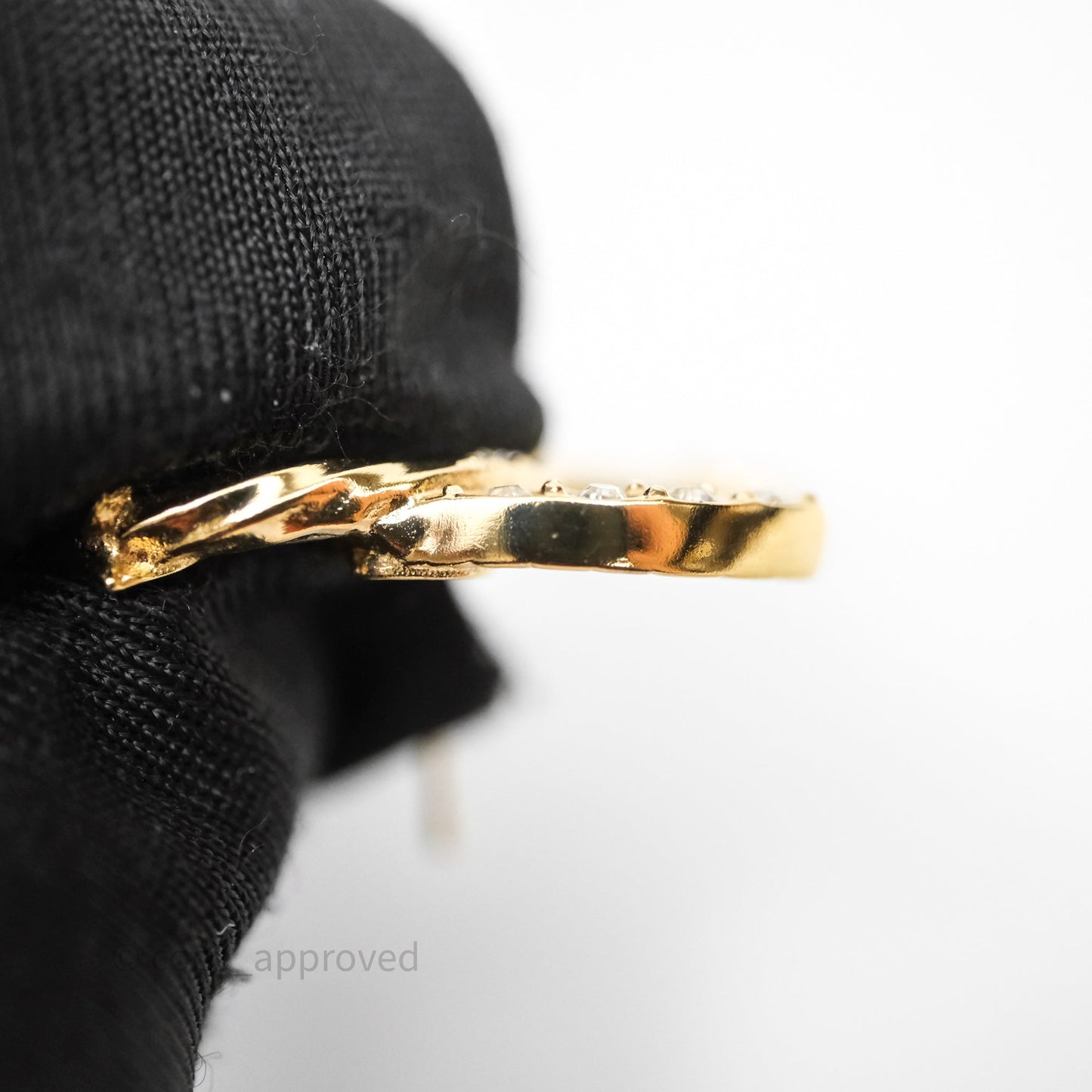 Chanel CC Crystals Earrings Gold Tone 23C