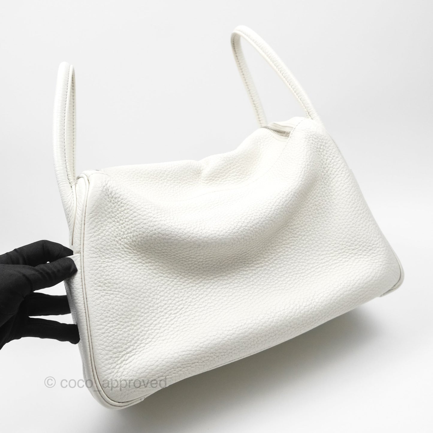 Hermès Lindy 30 White Clemence Palladium Hardware