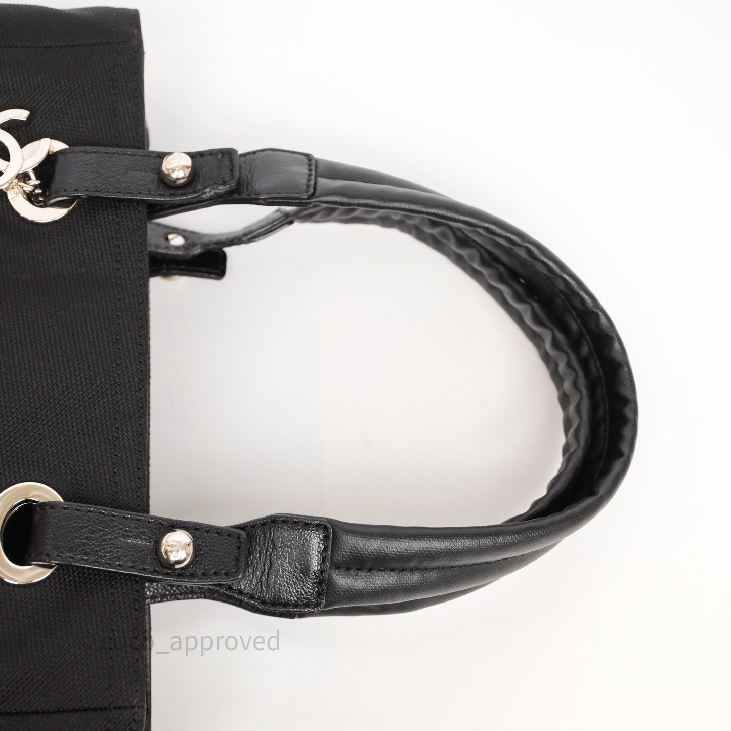 Chanel Quilted Paris Biarritz Tote PM Black Coated Canvas