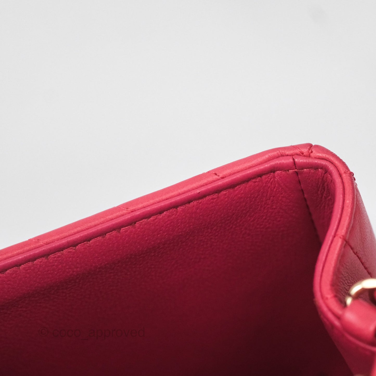 Chanel Mini Square Flap Chevron Dark Pink Lambskin Gold Hardware