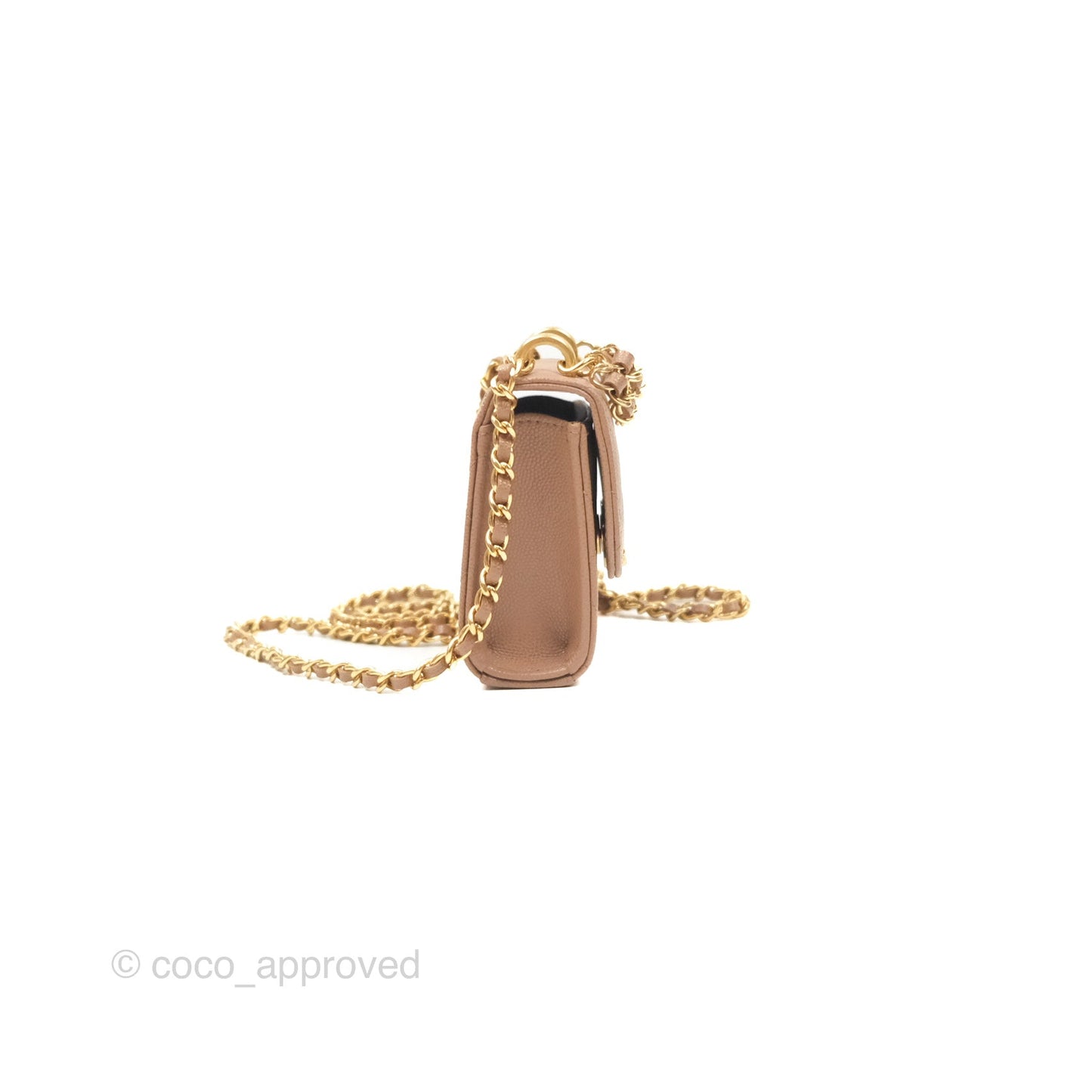 Chanel CC Chain Clutch with Chain Beige Caviar Gold Hardware