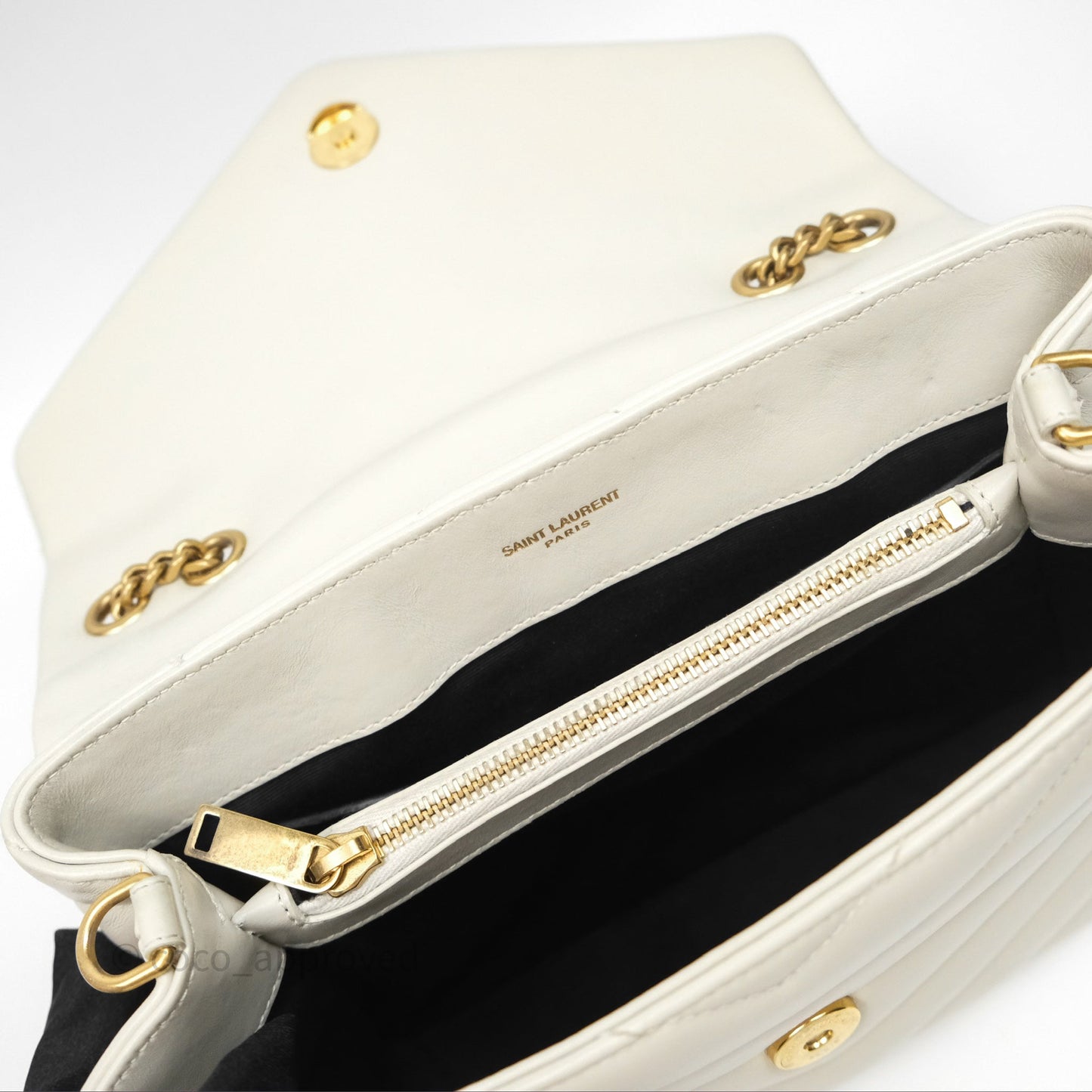 Saint Laurent Loulou Small Flap Bag Ivory Light Beige Gold Hardware