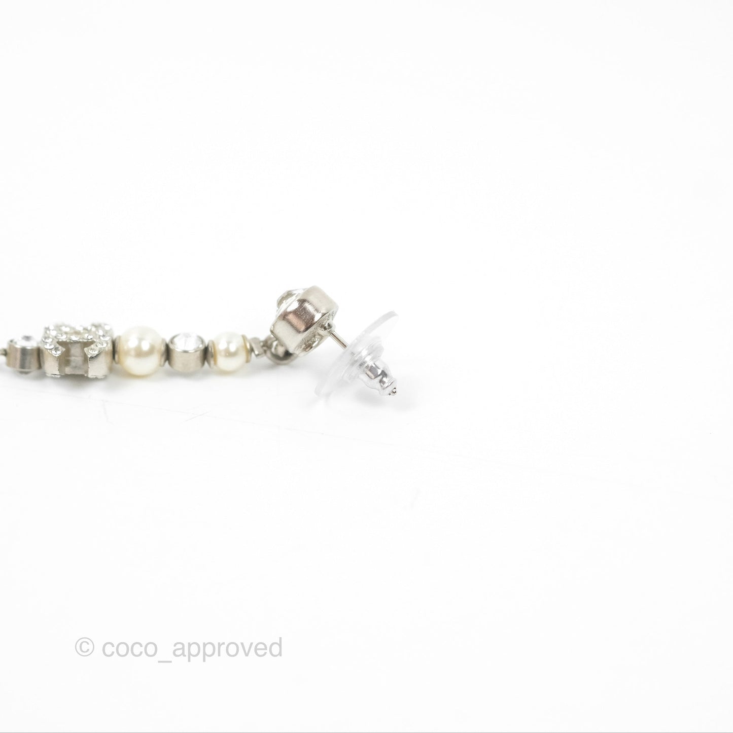 Chanel Crystal CC Pearl Long Drop Earrings 20A
