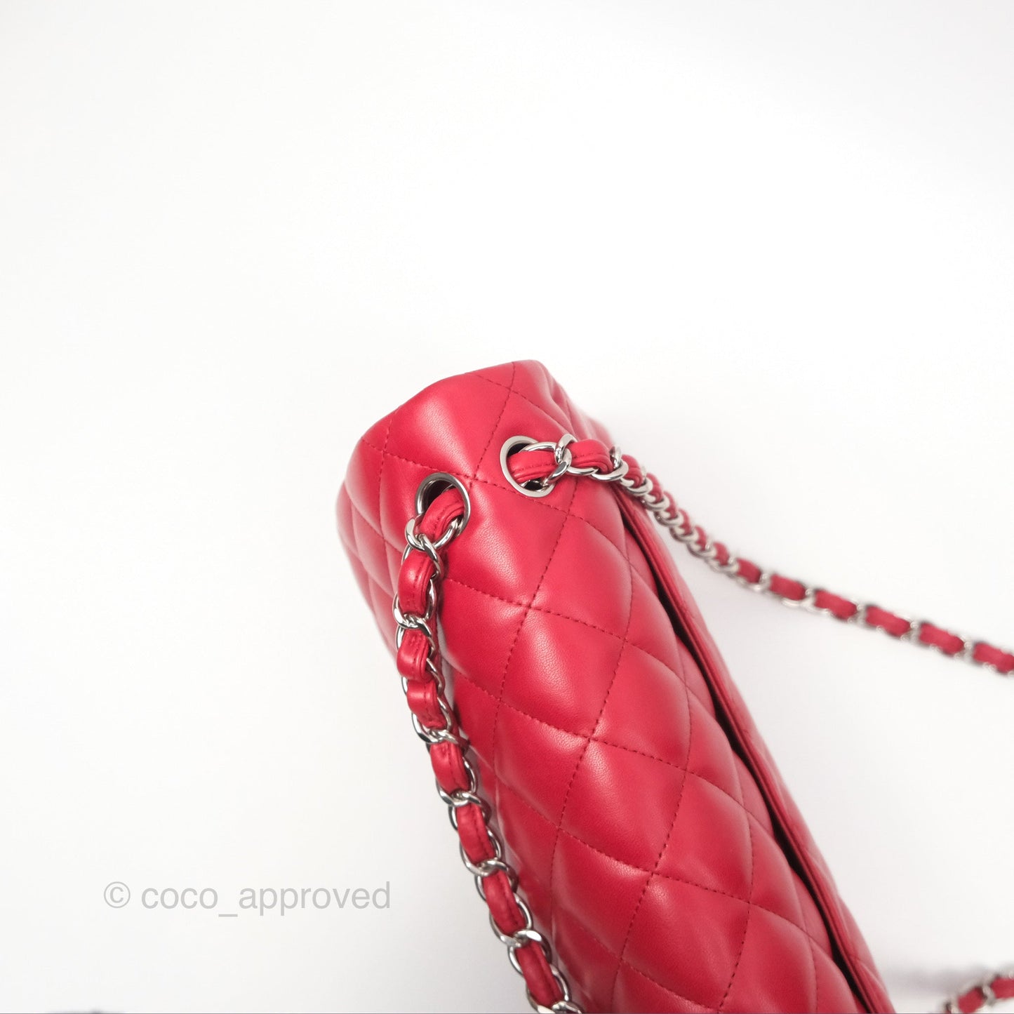 Chanel Jumbo Double Flap Red Lambskin Silver Hardware