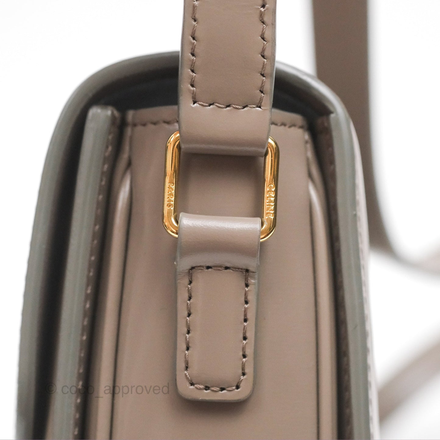 Celine Teen Triomphe Shiny Calfskin Pebble Gold Hardware