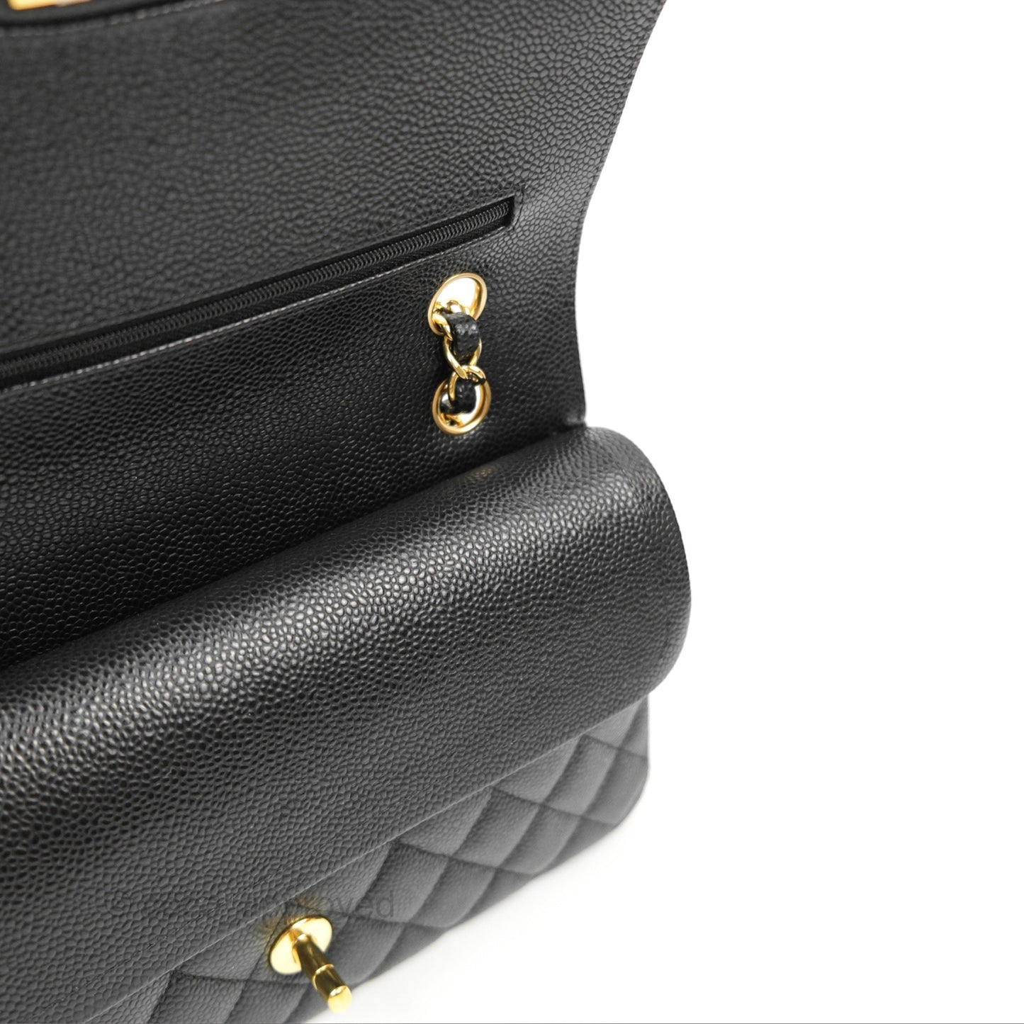 Chanel Classic M/L Medium Flap Quilted Black Caviar Gold Hardware