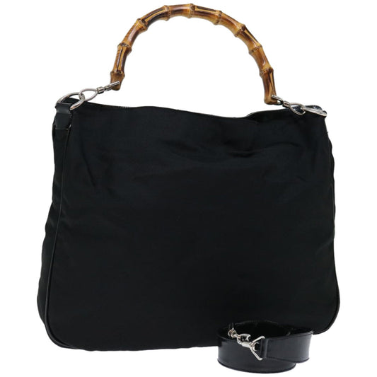 GUCCI Bamboo Shoulder Bag Nylon 2way Black 001 2404 1577  66949