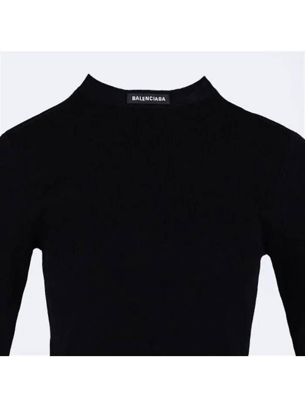 Luxury Balenciaga WoMen's Neck Logo Crew Neck Knit Top Black