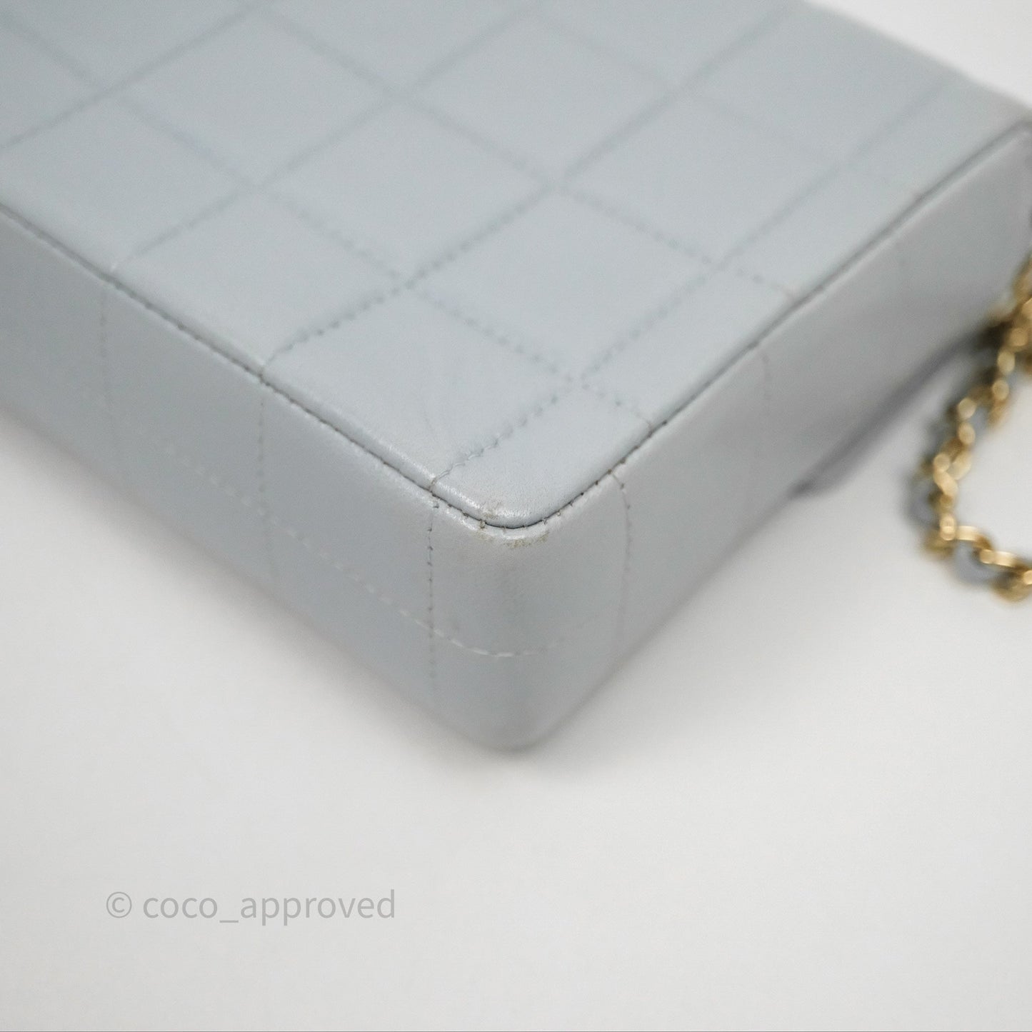 Chanel East West Chocolate Bar Flap Bag Blue Lambskin 24K Gold Hardware