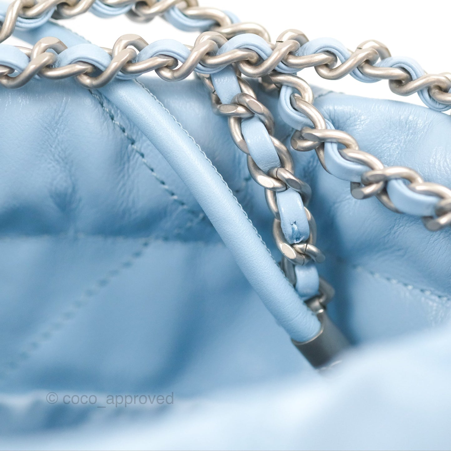 Chanel 22 Mini Bag Light Blue Crumpled Calfskin