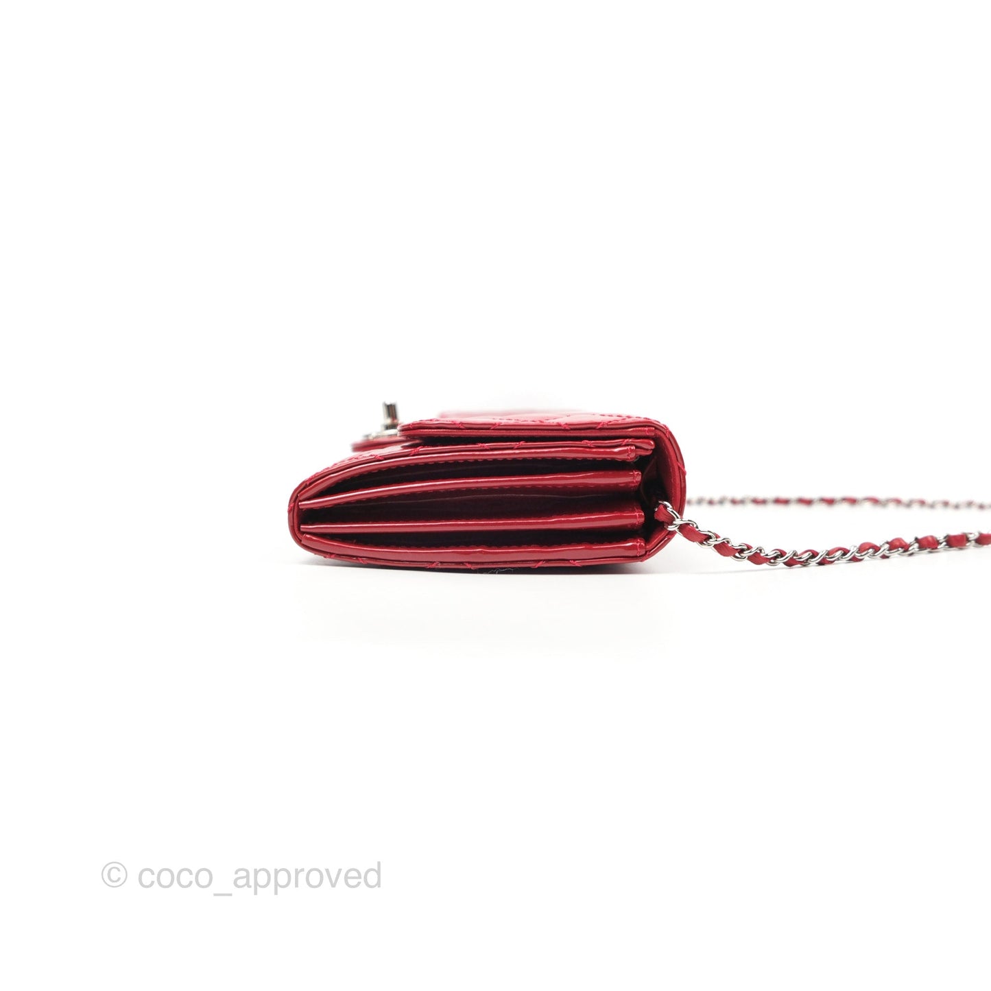 Chanel Brilliant East West Flap Clutch with Chain Red Patent Silver Hardware