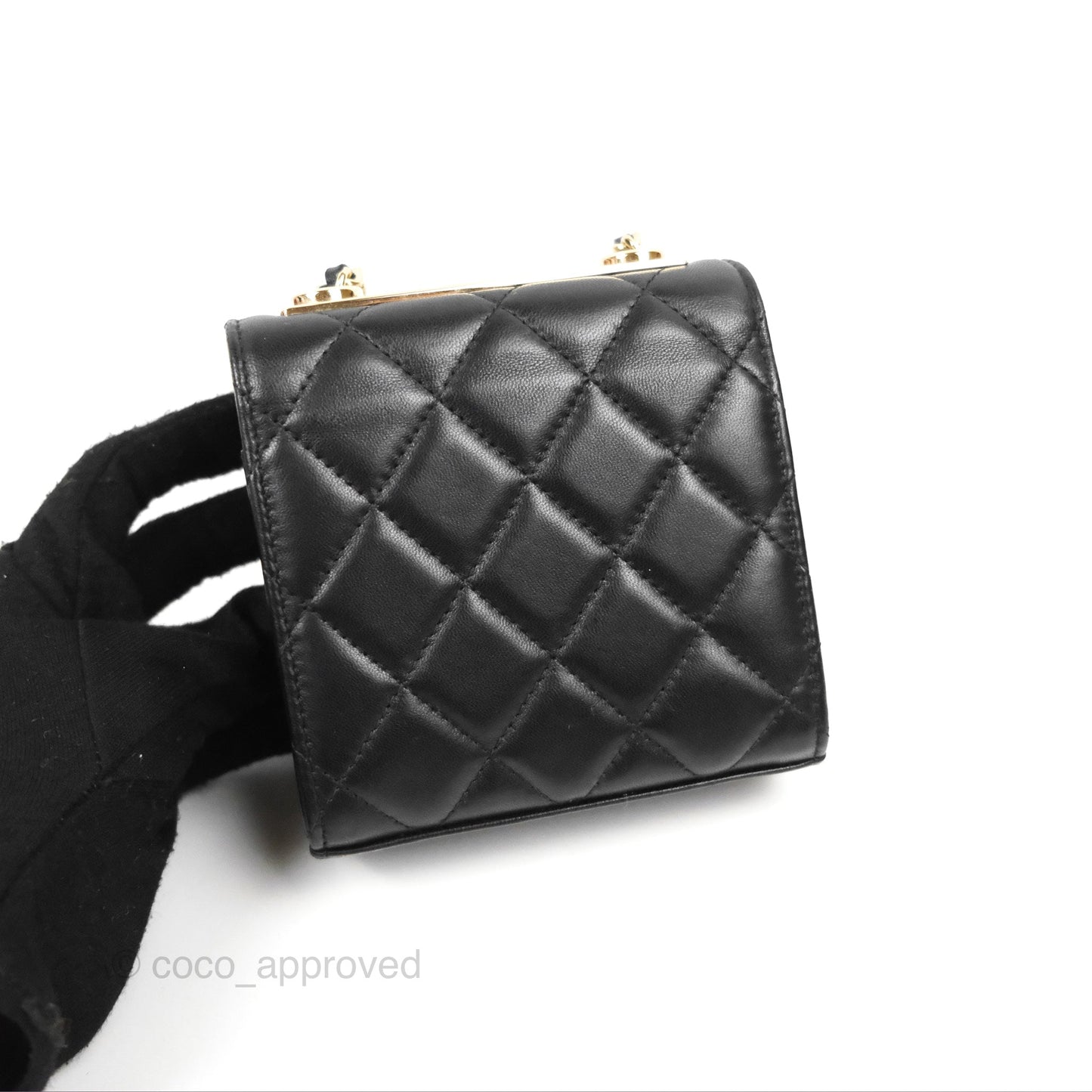 Chanel Mini Quilted Trendy CC Clutch With Chain Black Lambskin Gold Hardware