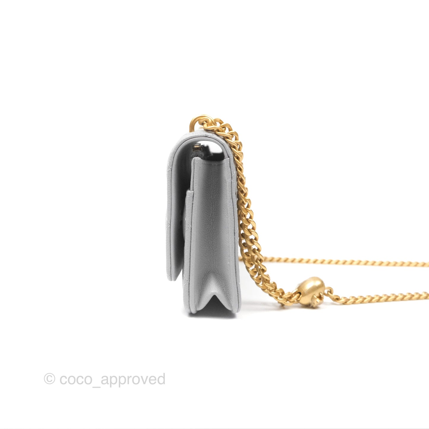 Chanel Heart Adjustable Chain WOC Grey Caviar Aged Gold Hardware