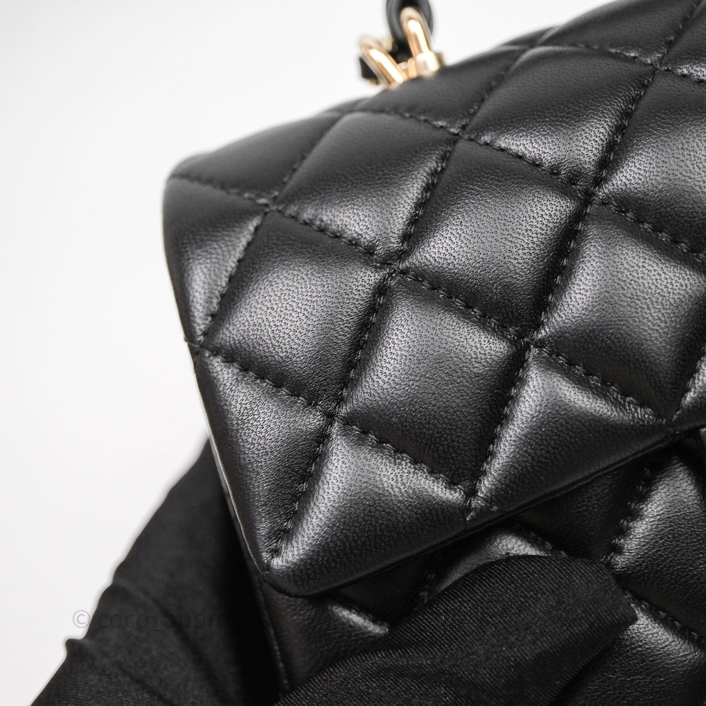 Chanel Top Handle Mini Rectangular Flap Black Lambskin Gold Hardware