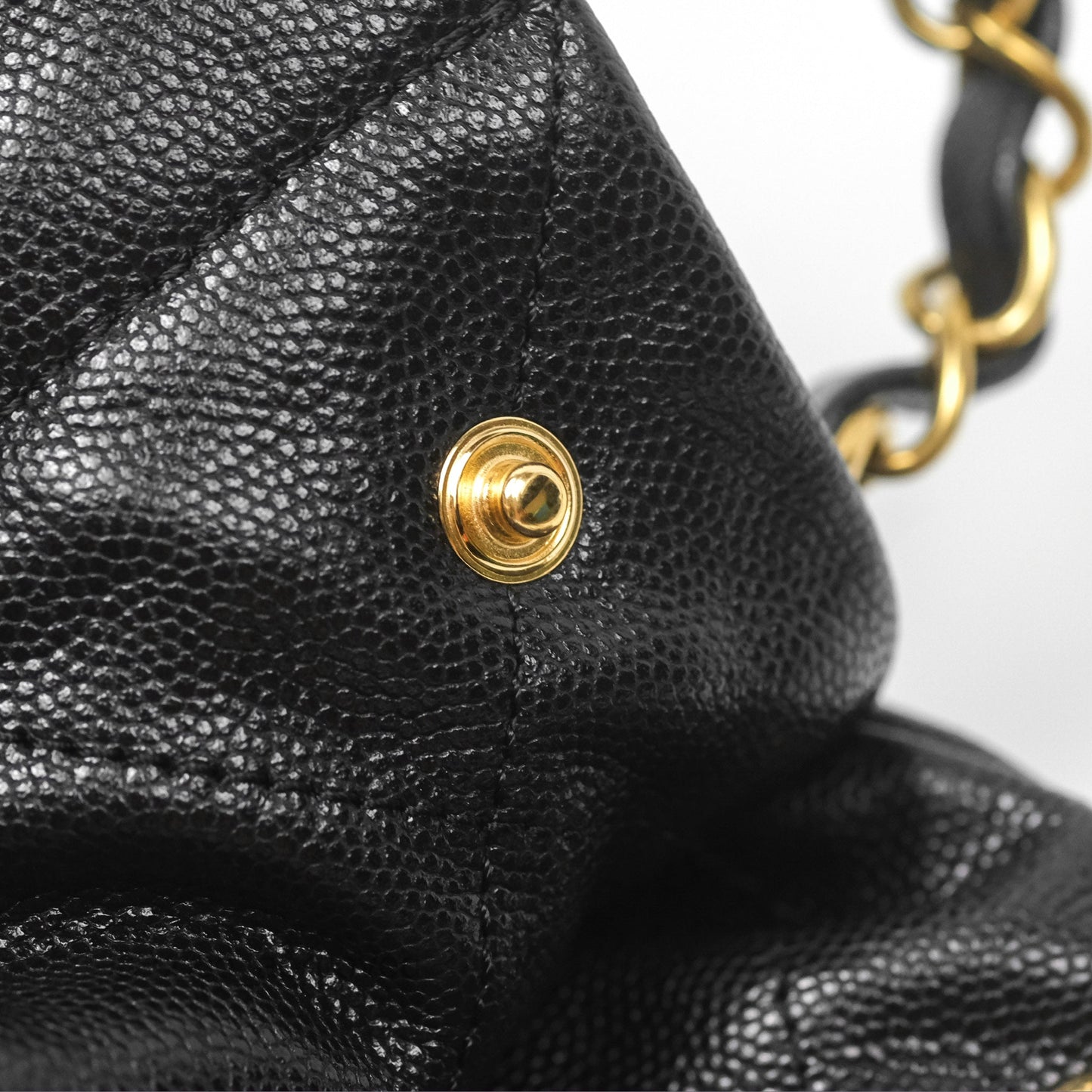 Chanel 22 Small Black Shiny Caviar Aged Gold Hardware