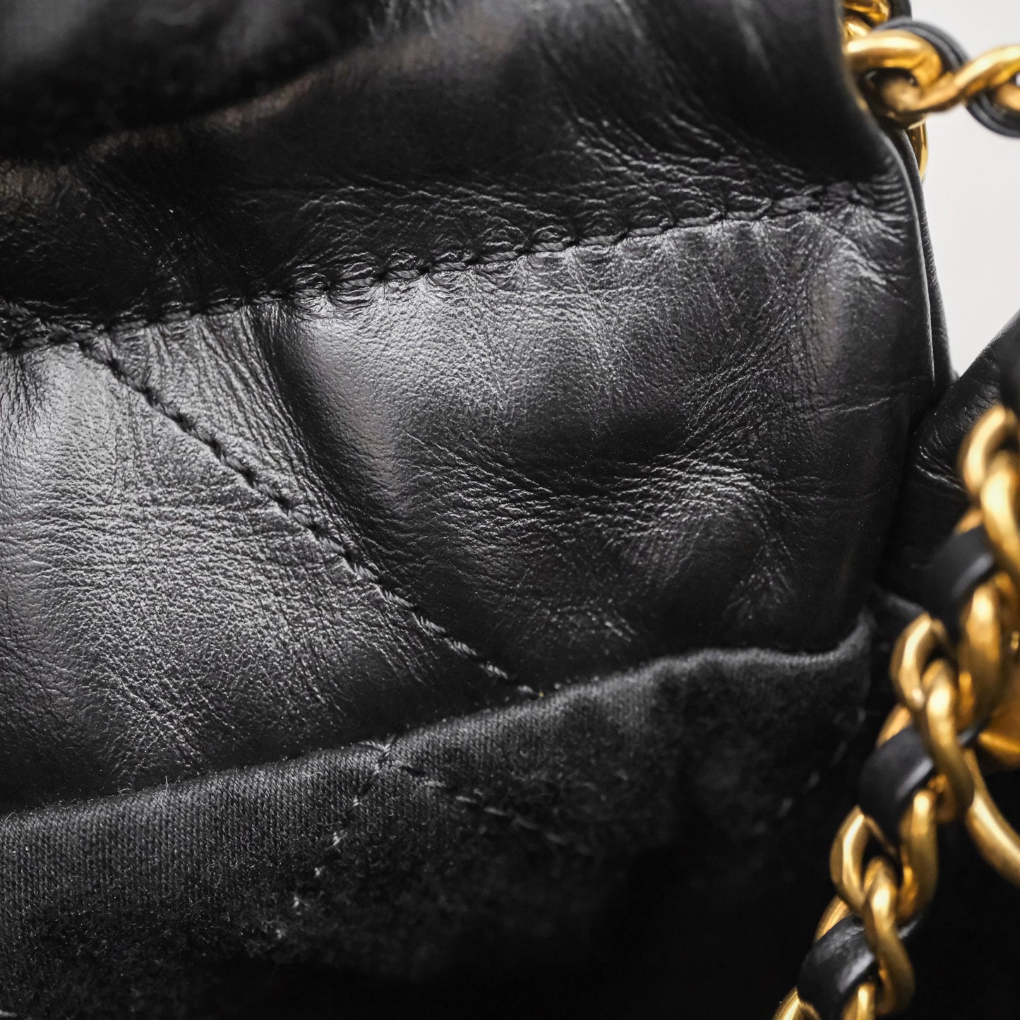 Chanel 22 Mini Bag Black Crumpled Calfskin Aged Gold Hardware