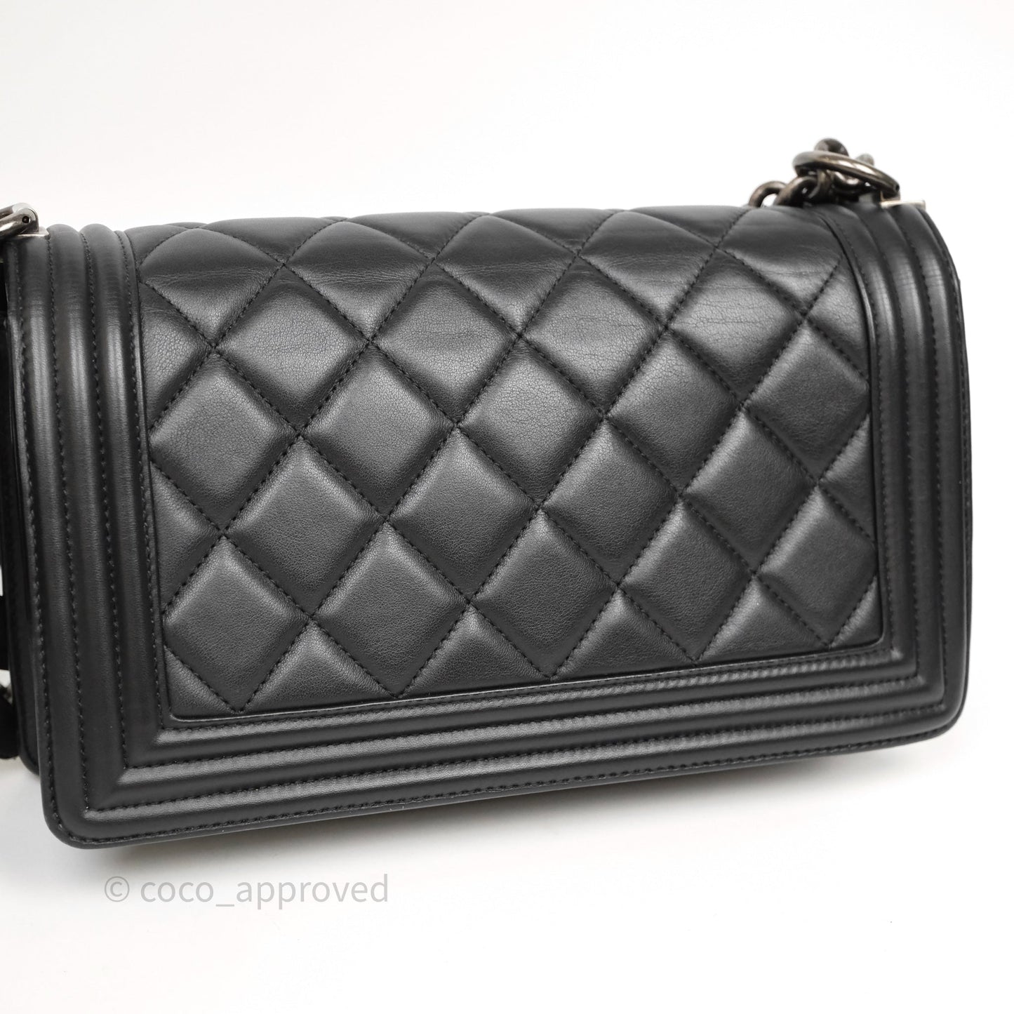 Chanel Quilted Medium Boy Black Lambskin Ruthenium Hardware