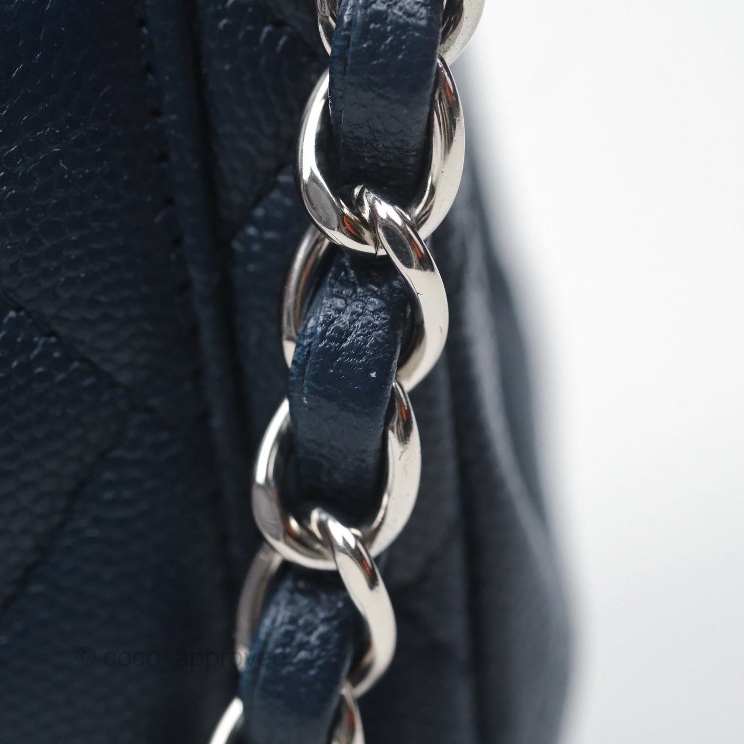 Chanel Mini Square Flap Quilted Navy Caviar Silver Hardware