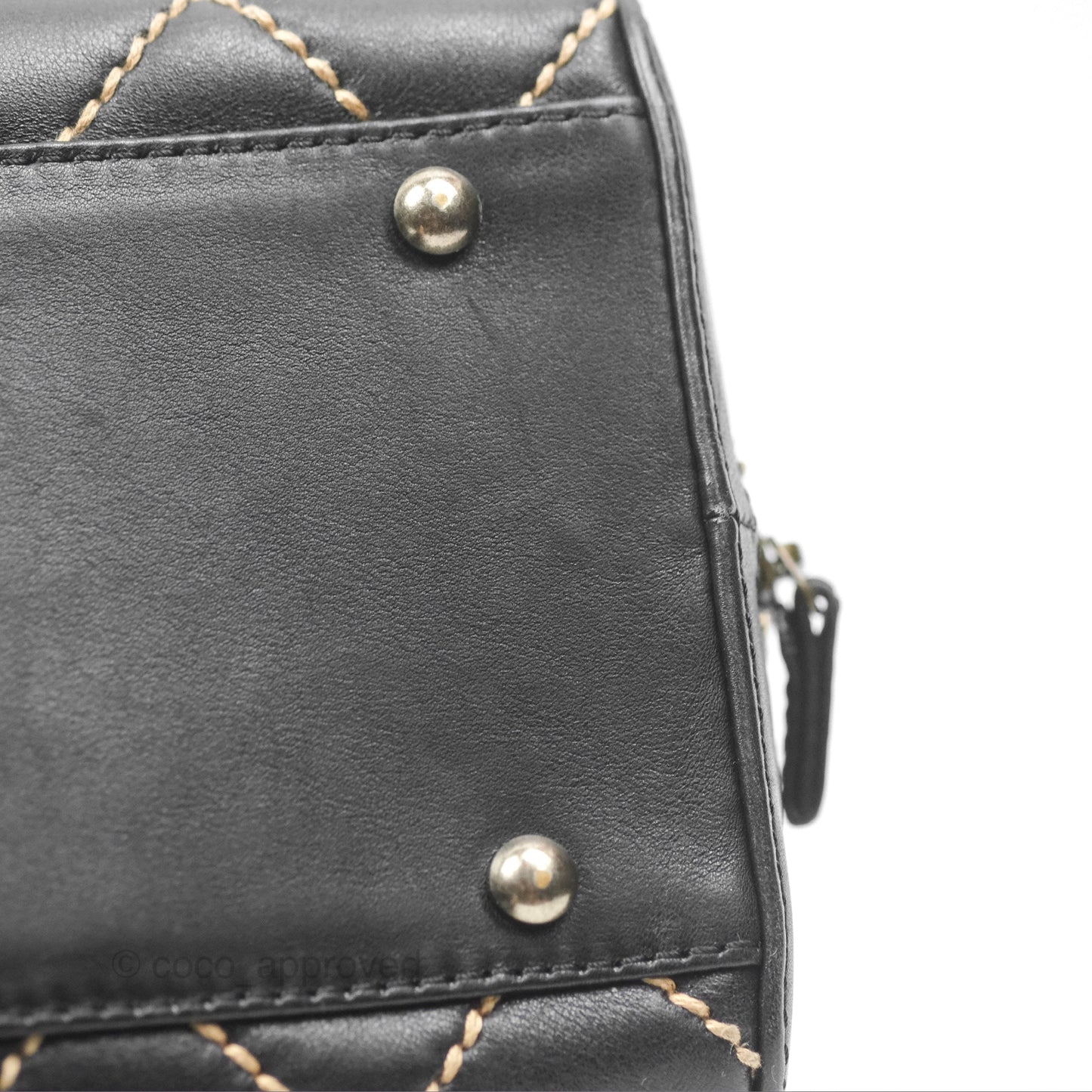 Chanel Vintage Wild Stitch Tote Bag Lambskin Black