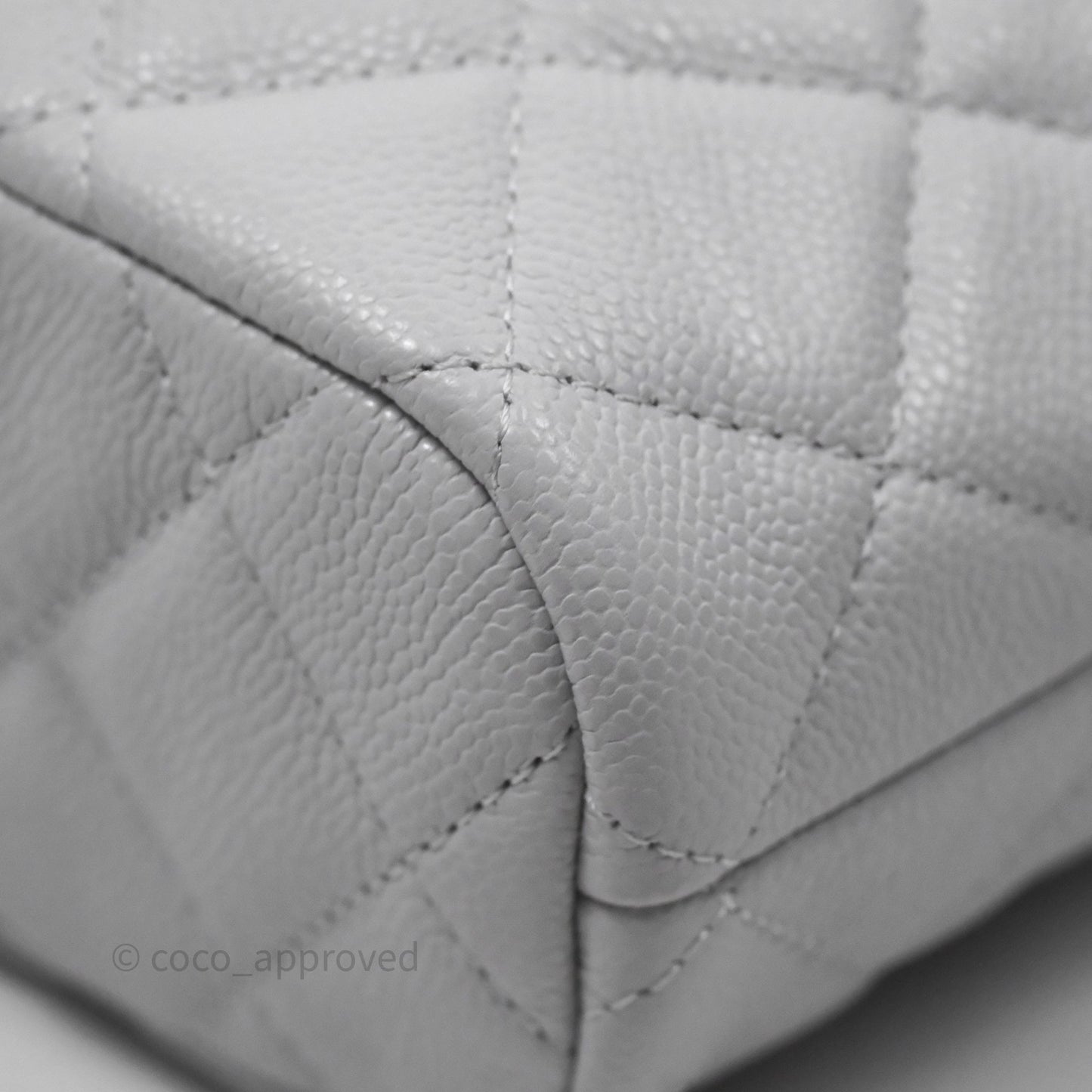 Chanel Quilted Hobo With Chain Light Grey Caviar Gold Hardware 25C