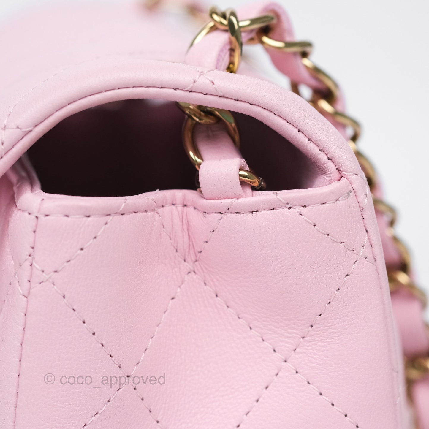 Chanel Mini Square Flap Quilted Pink Lambskin Gold Hardware