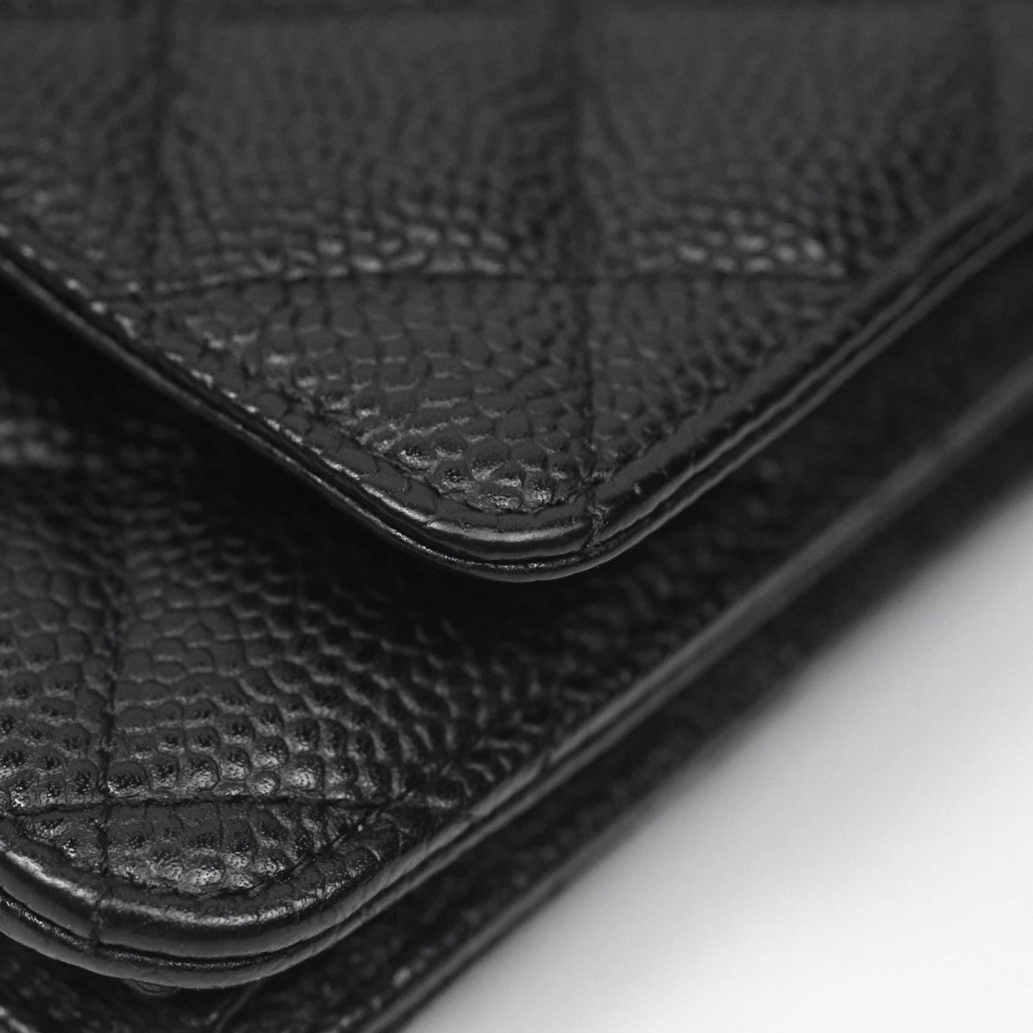 Chanel Classic Wallet On Chain WOC Quilted Black Caviar Gold Hardware