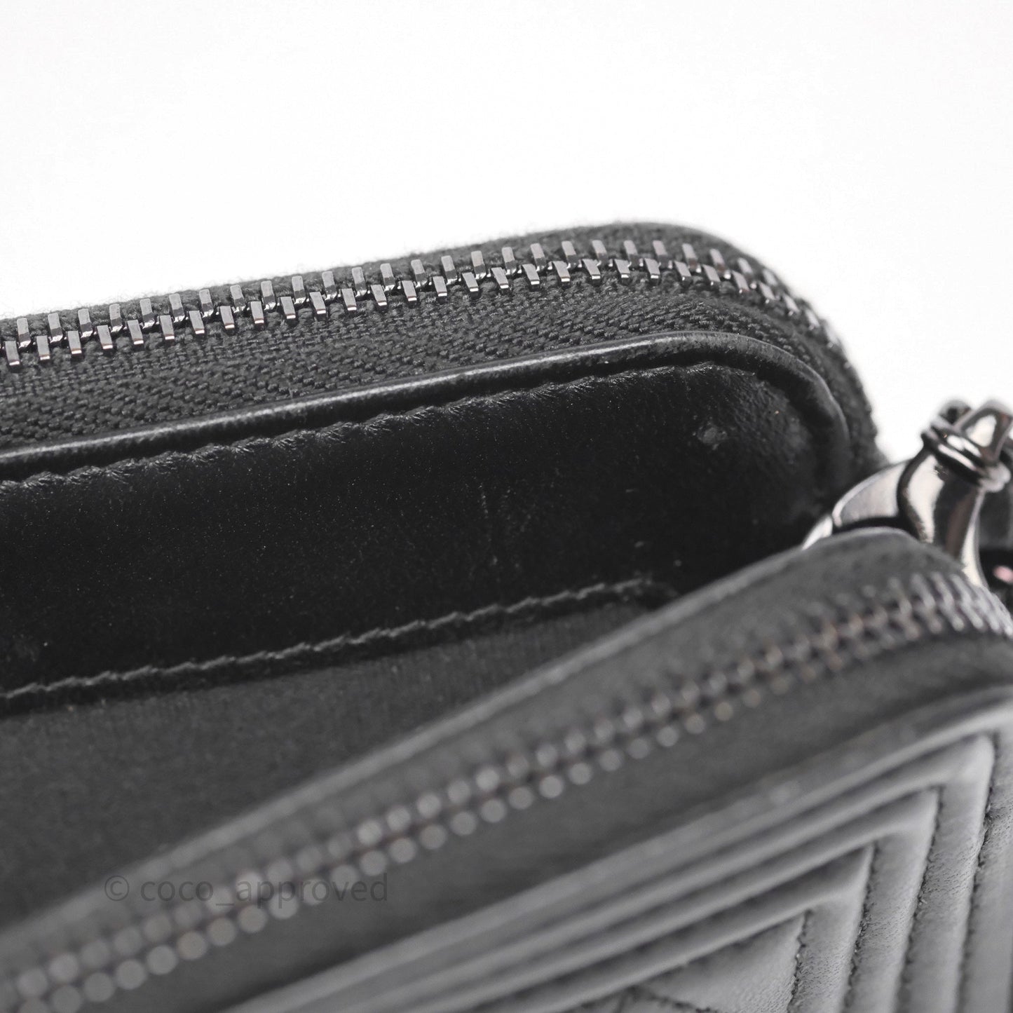 Chanel Boy Double Zip Clutch On Chain So Black Lambskin