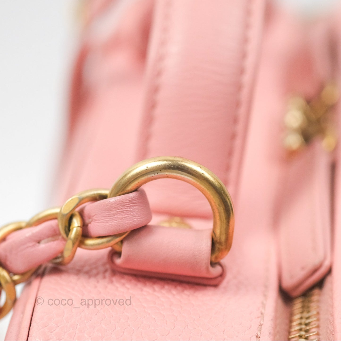 Chanel Quilted Medium CC Filigree Vanity Case Pink Caviar Gold Hardware