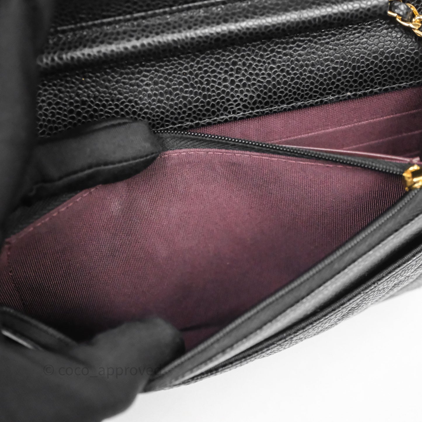Chanel Classic Wallet On Chain WOC Quilted Black Caviar Gold Hardware